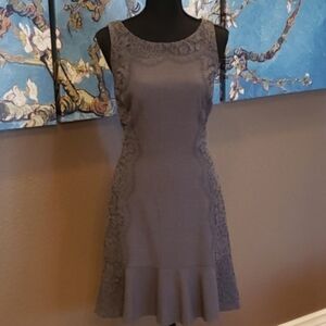 Elle Gray Lace Mini Dress
